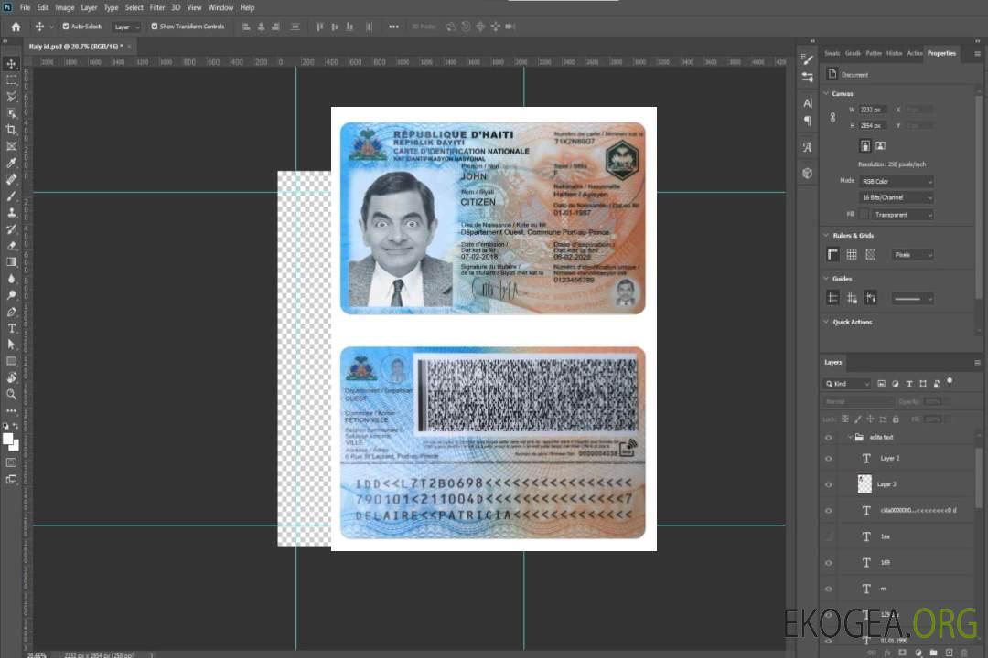 Carte d'identité d'HAÏTI template Carte d'identité d'HAÏTI template